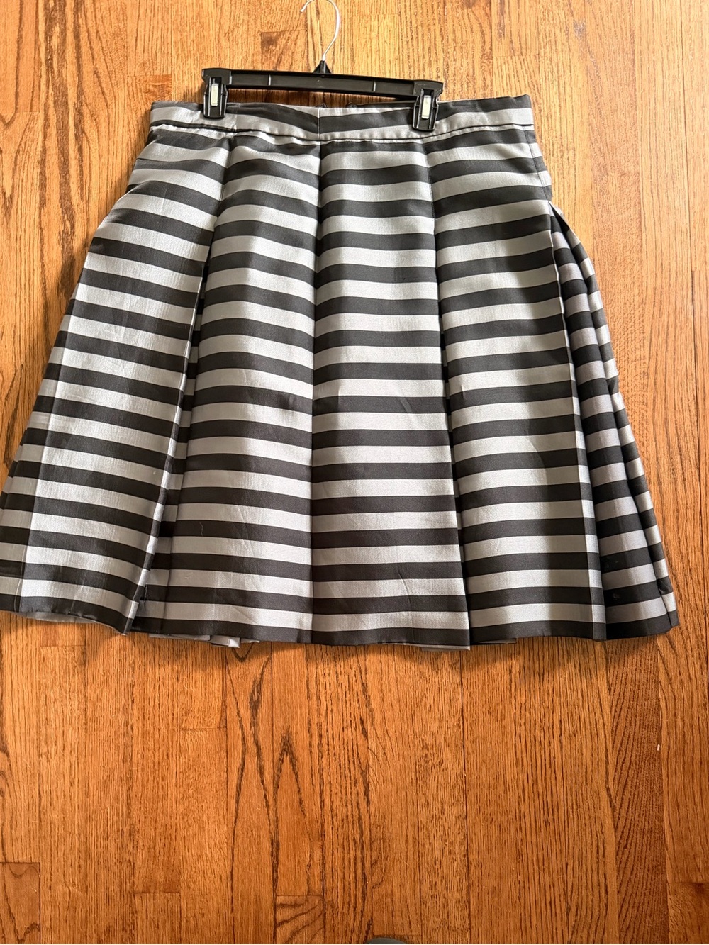 Halogen Black and Gray Striped Pleated Skater Skirt